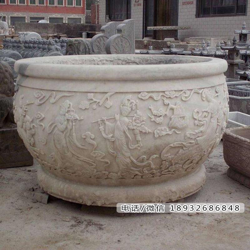 石雕鱼缸花盆的作用。